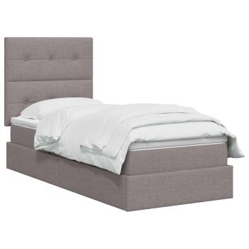 Aufbewahrungsbett mit Matratze Taupe 90 x 200 cm Stoff