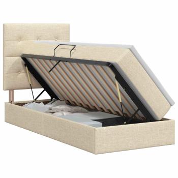 Aufbewahrungsbett mit Matratze Creme 90 x 200 cm Stoff
