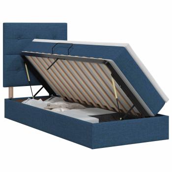 Aufbewahrungsbett mit Matratze Blau 100 x 200 cm Stoff