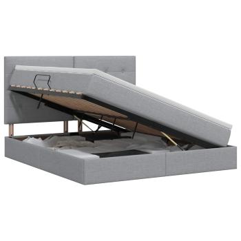 Aufbewahrungsbett mit Matratze Hellgrau 140 x 190 cm Stoff