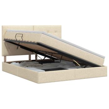 Aufbewahrungsbett mit Matratze Creme 140 x 200 cm Stoff