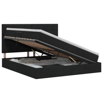Aufbewahrungsbett mit Matratze Schwarz 160 x 200 cm Stoff