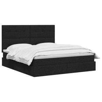 Aufbewahrungsbett mit Matratze Schwarz 160 x 200 cm Stoff
