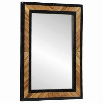 ARDEBO.de - Wandspiegel Schwarz und Braun 70 x 2 x 70 cm Massivholz Akazie