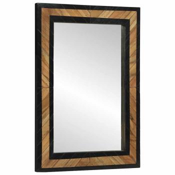 Wandspiegel Schwarz und Braun 70 x 2 x 70 cm Massivholz Akazie