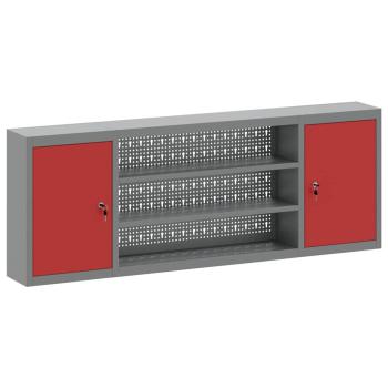 Werkzeugschrank mit Regal Rot und Grau 150 x 20 x 55 cm Stahl