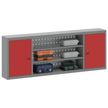 Werkzeugschrank mit Regal Rot und Grau 150 x 20 x 55 cm Stahl