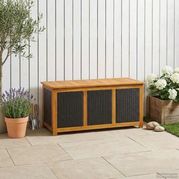 ARDEBO.de - Gartenlagerbox 185 L Massivholz Akazie 113 x 50 x 56 cm Schwarz