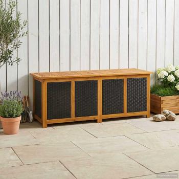 ARDEBO.de - Gartenlagerbox 243 L Massivholz Akazie 150 x 50 x 56 cm Schwarz