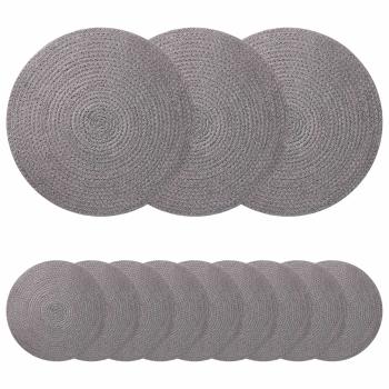 ARDEBO.de - Jute-Untersetzer 12 Stk. Grau 100% Tossa-Jute