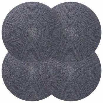 ARDEBO.de - Jute-Untersetzer 4 Stk. Dunkelgrau 100% Tossa-Jute