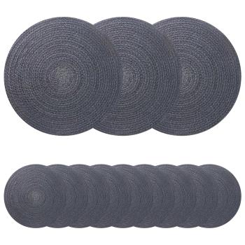 ARDEBO.de - Jute-Untersetzer 12 Stk. Dunkelgrau 100% Tossa-Jute