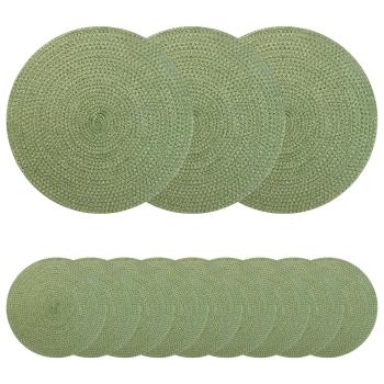 ARDEBO.de - Jute-Untersetzer 12 Stk. Olivgrün 100% Tossa-Jute