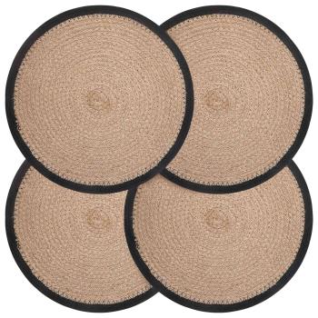 ARDEBO.de - Jute Platzsets 4 Stk. Natürlich und Schwarz 100% Tossa Jute