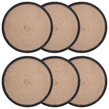 Jute Platzsets 6 stk. Natürlich und Schwarz 100% Tossa Jute
