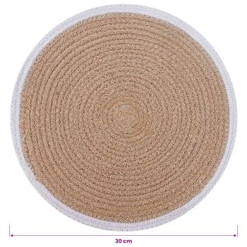 Jute Platzsets 4 Stk. Natürlich und Weiß 100% Tossa Jute