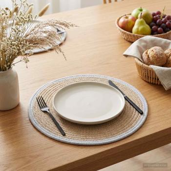 ARDEBO.de - Jute Platzsets 6 stk. Natürlich und Weiß 100% Tossa Jute