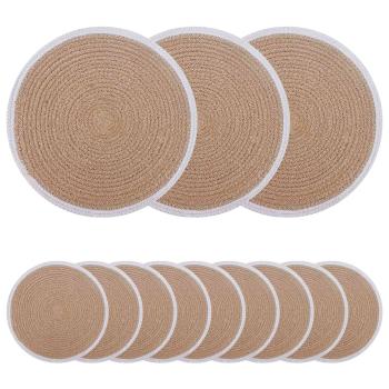 Jute Platzsets 12 stk. Natürlich und Weiß 100% Tossa Jute