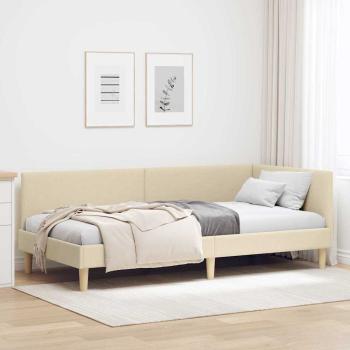 ARDEBO.de - Eckbettgestell Creme 90 x 190 cm Stoff