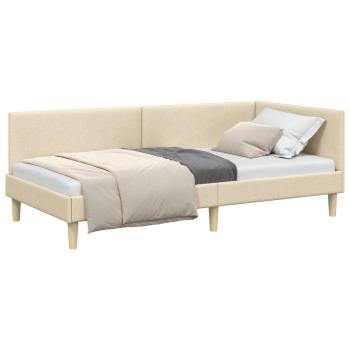 Eckbettgestell Creme 90 x 190 cm Stoff