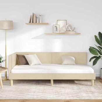 Eckbettgestell Creme 90 x 190 cm Stoff