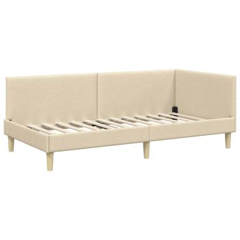 Eckbettgestell Creme 90 x 190 cm Stoff