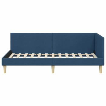 Eckbettgestell Blau 90 cm x 190 cm Stoff und Sperrholz