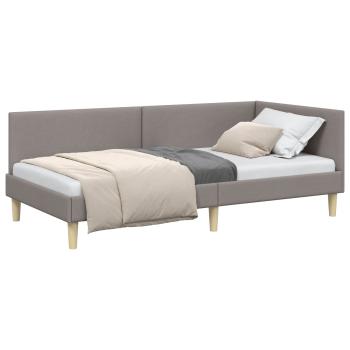 Eckbettgestell Taupe 90 cm x 200 cm Stoff und Sperrholz