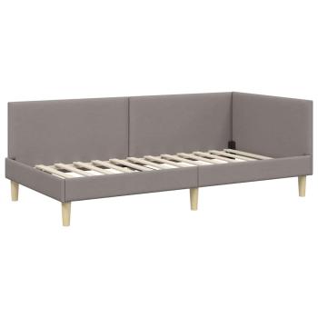 Eckbettgestell Taupe 90 cm x 200 cm Stoff und Sperrholz