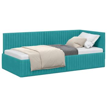 Eckbettgestell mit Kopfteil Türkis 90 cm x 190 cm Samt