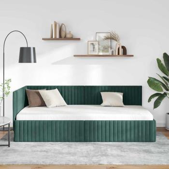 Eckbettgestell mit Kopfteil Dunkelgrün 100 cm x 200 cm Samt