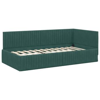 Eckbettgestell mit Kopfteil Dunkelgrün 100 cm x 200 cm Samt