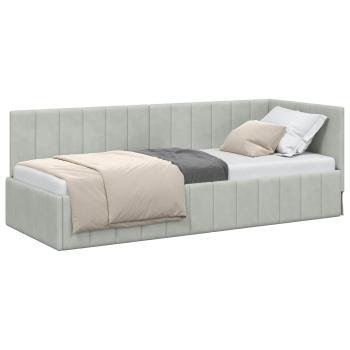 Eckbettgestell Hellgrau 80 x 200 cm Samt