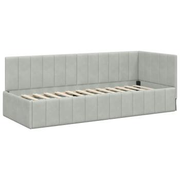 Eckbettgestell Hellgrau 80 x 200 cm Samt