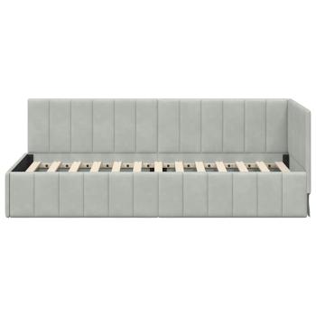 Eckbettgestell Hellgrau 80 x 200 cm Samt