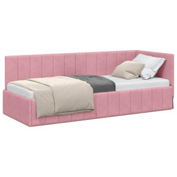 Eckbettgestell mit Kopfteil Rosa 80 cm x 200 cm Samt