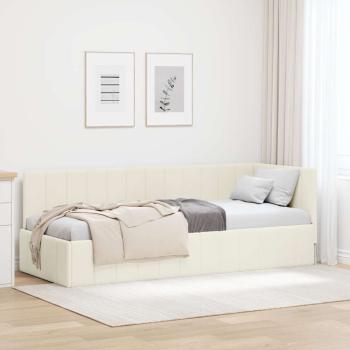 ARDEBO.de - Eckbettgestell mit Kopfteil Creme 80 cm x 200 cm Samt