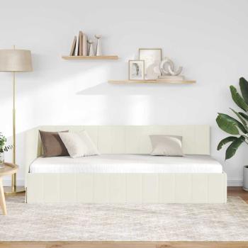 Eckbettgestell mit Kopfteil Creme 80 cm x 200 cm Samt