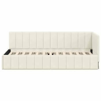 Eckbettgestell mit Kopfteil Creme 80 cm x 200 cm Samt