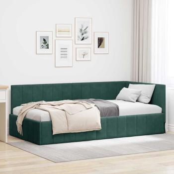ARDEBO.de - Eckbettgestell Dunkelgrün 90 x 190 cm Samt