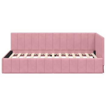 Eckbettgestell mit Kopfteil Rosa 100 cm x 200 cm Samt