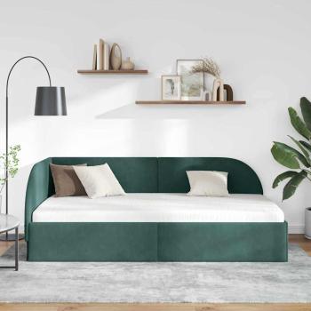 Eckbettgestell mit Kopfteil Dunkelgrün 90 cm x 200 cm Samt