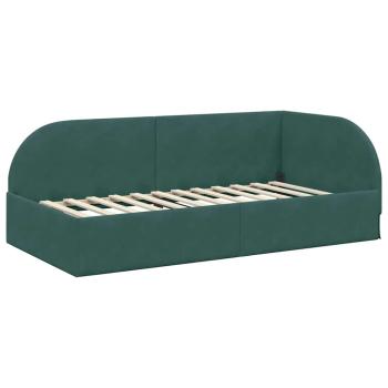 Eckbettgestell mit Kopfteil Dunkelgrün 90 cm x 200 cm Samt