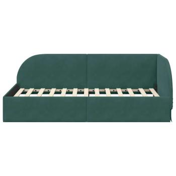 Eckbettgestell mit Kopfteil Dunkelgrün 90 cm x 200 cm Samt