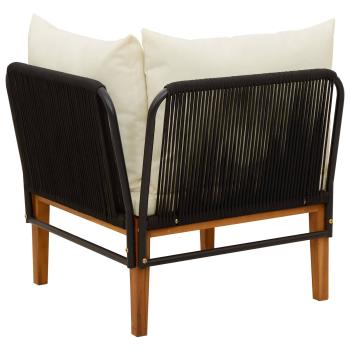 Garten-Ecksofa mit Kissen Massives Akazienholz & Seil Natur