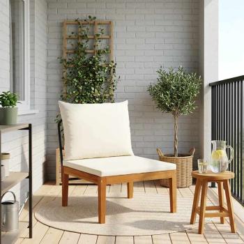 ARDEBO.de - Gartenmittelsitz mit Kissen Massives Akazienholz & Seil Natur