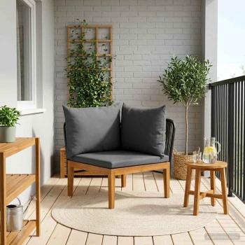 ARDEBO.de - Garten-Ecksofa mit Kissen Massives Akazienholz & Seil Natur
