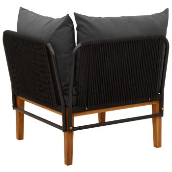 Garten-Ecksofa mit Kissen Massives Akazienholz & Seil Natur