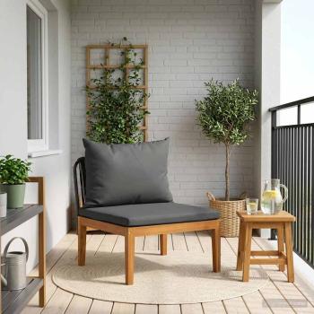 ARDEBO.de - Gartenmittelsitz mit Kissen Massives Akazienholz & Seil Natur