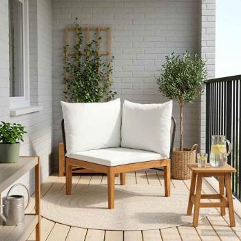 ARDEBO.de - Garten-Ecksofa mit Kissen Massives Akazienholz & Seil Natur